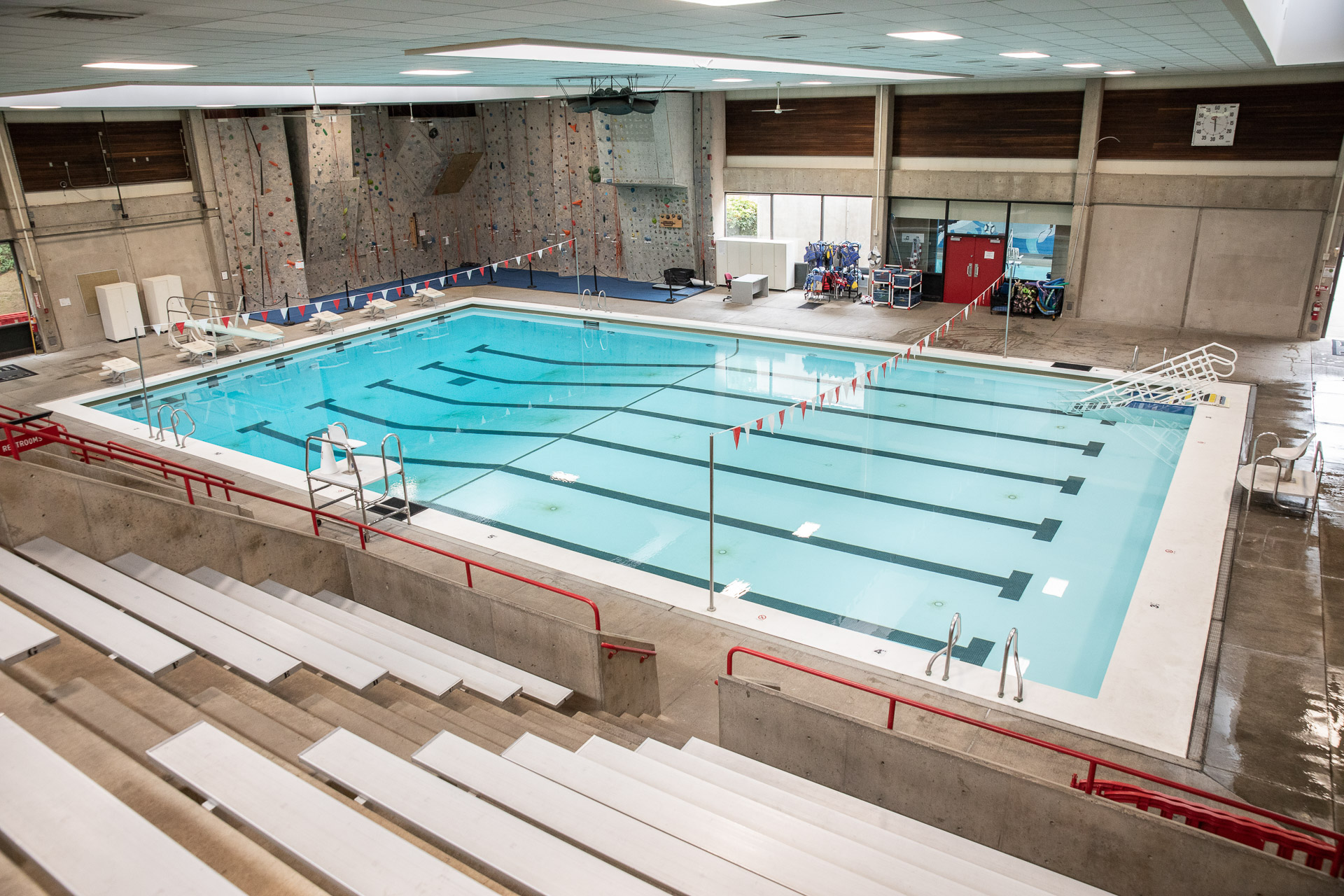 View of the indoor 25-yd pool from the bleachers