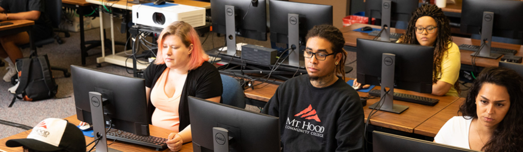students sitting at computers in computer lab
