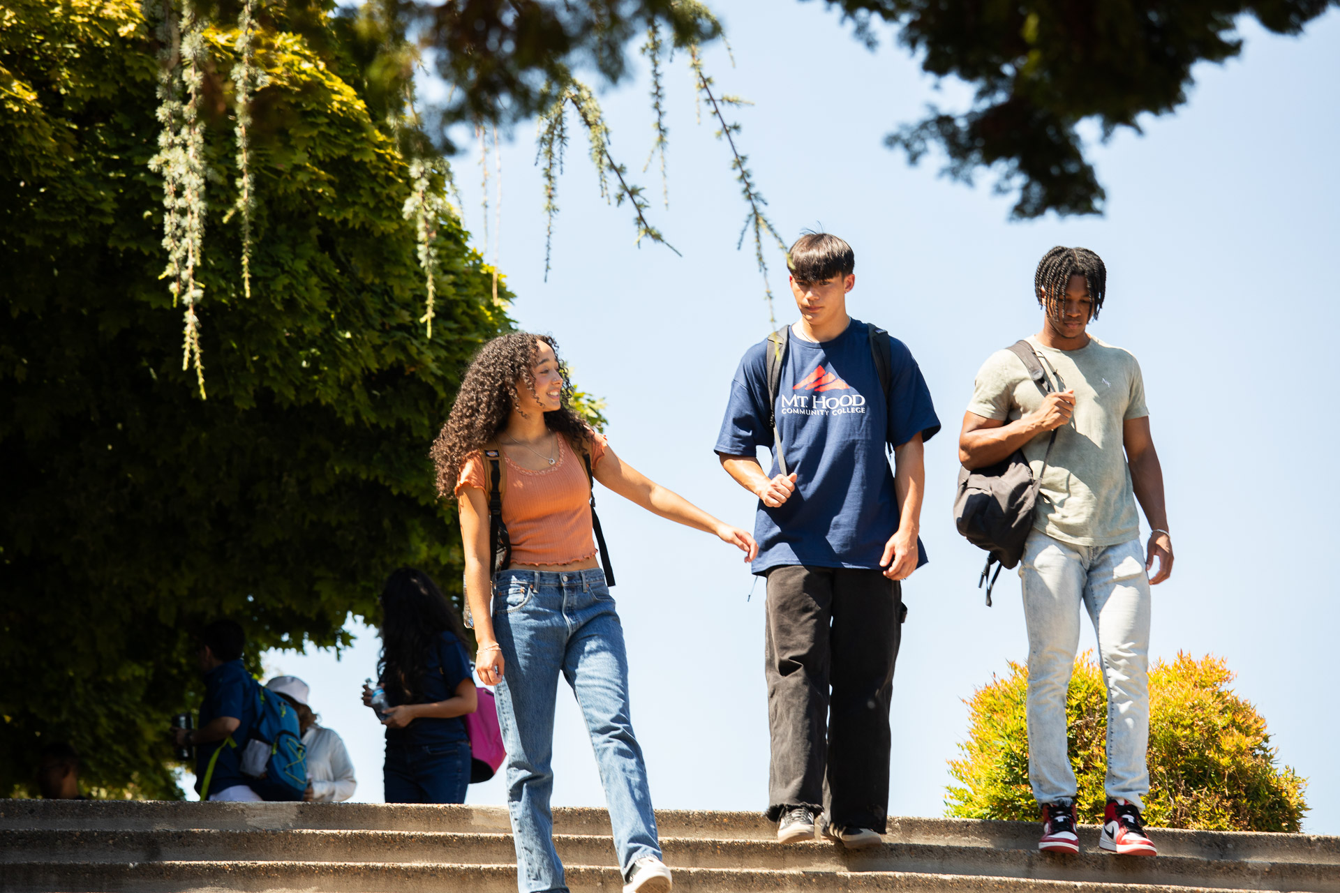 Students walking around on campus