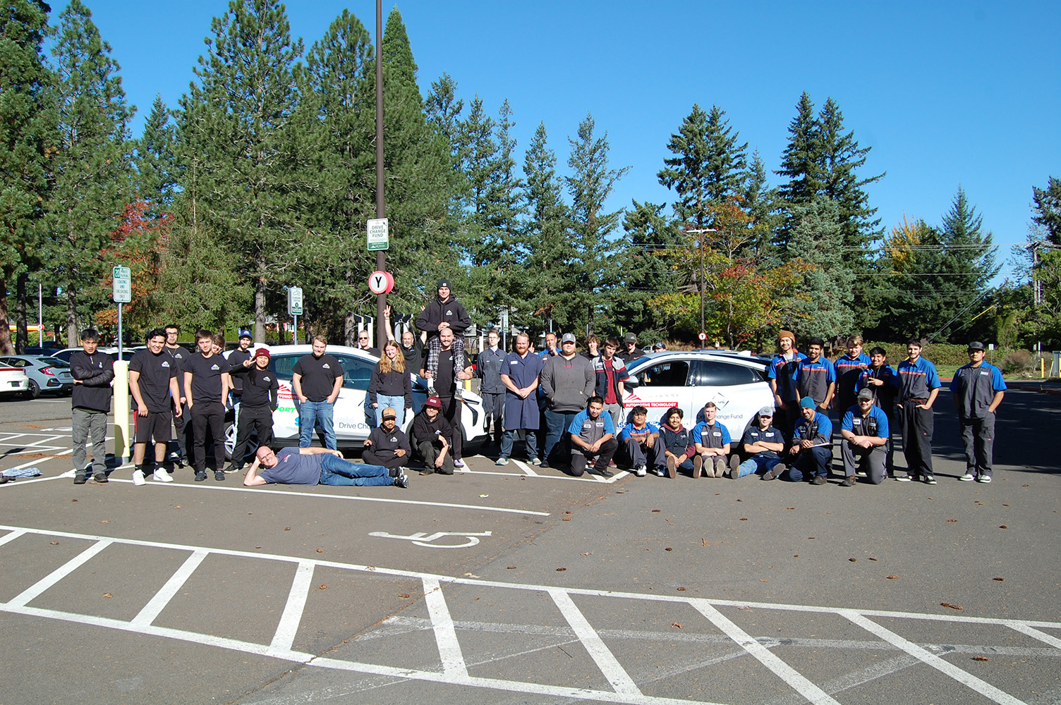 EV chargers and MHCC automotive students